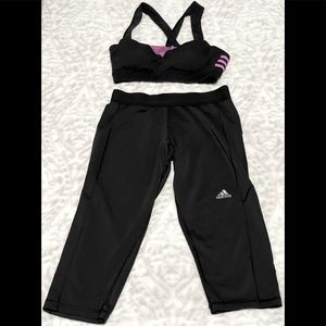 Adidas Women’s Sports Bra and Capris Tights (size S top, M bottoms), Bundle of 2